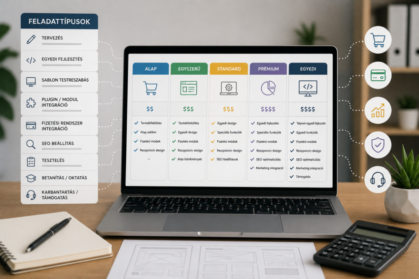 Webshopfejlesztési árak feladattípusok